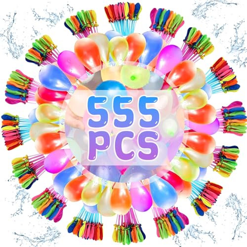 LYNBLY 555 Pcs Globos de Agua, Colores Arco Iris, Globos de Agua Autosellado, Llenado Rápido, Bombas de Agua para Piscina, Fiesta al Aire Libre, Jardin, Playa