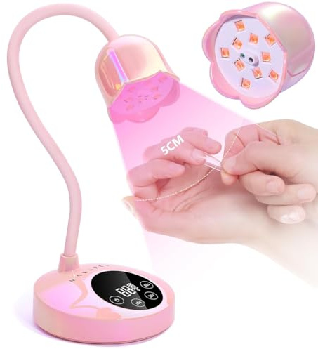 Makartt Cherie - Lámpara UV para uñas de gel, inalámbrico, USB, 30 W, con cuello de cisne, 4 temporizadores y sensor automático, secado rápido profesional para esmalte de uñas en gel