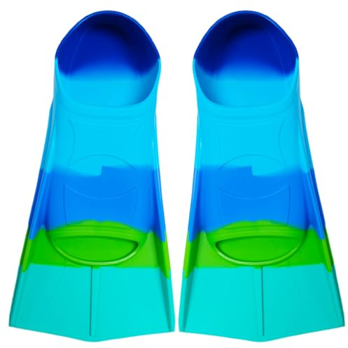 Palmes de natation pour enfants, palmes courtes pour enfants, 100% silicone, palmes courtes pour l'entraînement en natation, entraînement en eau libre, snorkeling, plongée pour débutants (Vert clair