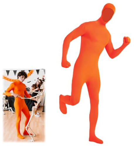 OIXYAZ Costume Integral Orange Unisexe - Combinaison Intégrale pour Déguisement Lorax, Idéal pour Halloween, Fêtes et Cosplay - Taille Adulte
