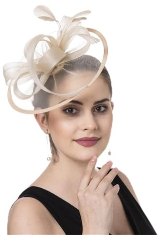 KMGDM Fascinator-Hut mit Federn, atmungsaktiv, mit Stirnbändern und Clip, für Themen-Events, Cocktails, Hochzeitskostüme, Fascinator-Hut für Damen