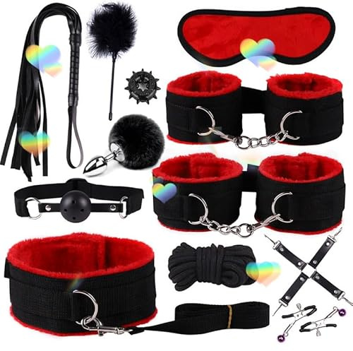 12pcs Nylon Rollspelande UppsäTtning, Nylon Rep + FjäDer Pinne, Familj BäRbar UppsäTtning-Utbildning TillbehöR D-6 (RöD)