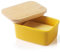 Sweejar Home Porcelain Butter Dish with Lid, Airtight Large Butter Keeper with Wooden Lid, Butter Container Perfect for 2 Sticks of Butter West or East Coast Butter (Yellow)