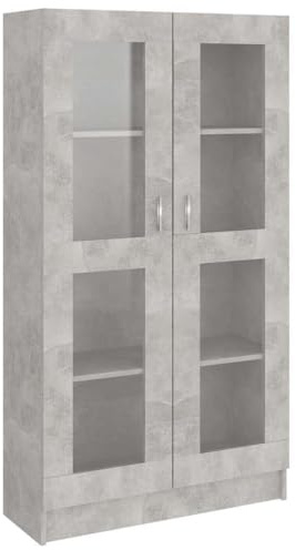 vidaXL Armoire à Vitrine, Meuble de Rangement avec Compartiment, Étagère de Salon Salle de Séjour Chambre Intérieur, Gris Béton Bois d’Ingénierie