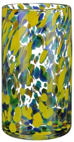 GILDE Deko Vase Blumenvase Glasvase - Geschenk für Frauen Geburtstagsgeschenk - Dekoration Frühling Ostern - Farbe: Transparent Gelb Grün Blau Höhe 21 cm