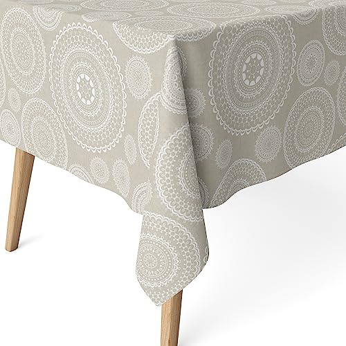 Martina Home Mantel Resinado Mandala Beige 100x140 cm Duradero y Resistente al Agua