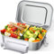 OITUGG Brotdose Edelstahl - 2400ml Lunchbox Edelstahl - Brotdose Metall für Erwachsene - Brotbox Edelstahl mit Trennwänd, Design Schnappverschlüssen, Nicht Spülmaschinengeeignet, 24 x17 x7.7cm