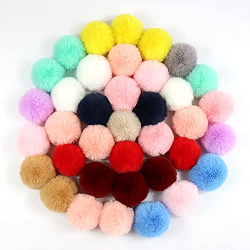 20 pompon in pelliccia artificiale, 4 cm, pompon in pelliccia artificiale, per cappelli e berretti, ciondolo per borse, portachiavi, per fai da te, per procione, per capelli, per fai da te, colori