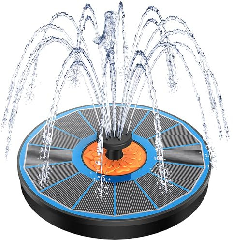 Yzert Solar Springbrunnen für Außen 2025 Upgraded, 3.5W Solarbrunnen für Draussen mit 7 Düsen, Solar Teichpumpe Solar Schwimmender Fontäne Pumpe für Garten, Vogel-Bad, Teich, Wasserspiel (Blau)