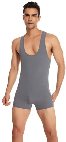 WAZHAKU Herren Body Ärmellos Bodysuit Gymnastikanzug Wrestling Singlet Herren Transparent Body Unterhemd Slim Fit Trikot Leotard Shapewear Yoga Body Sissy Unterwäsche Durchsichtig Bodybuilding