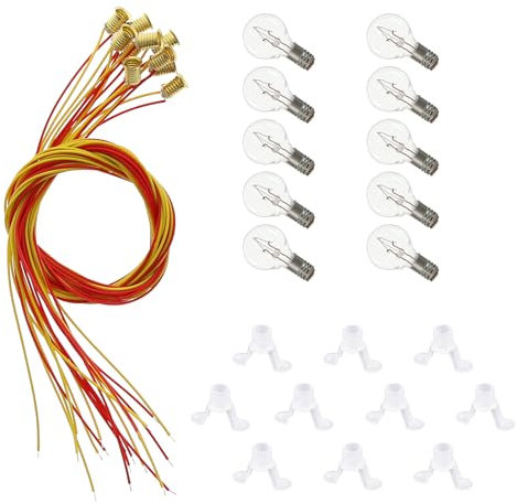 Evemodel Lot de 10 ampoules à incandescence blanc chaud E5 E5.5 H0 pour maison de poupée (grand avec socle d'éclairage)