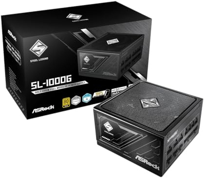 ASRock Steel Legend SL-1000G 1000W 80 Plus Gold & Cybenetics Platinum Full Modular Power Supply ATX3.1 & PCIe5.1 Ready with Dual Color 12V-2x6 Cable 10 Years Warranty