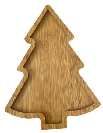 F Fityle Plateau en Bois pour Sapin de Noël, Assiette Décorative pour Apéritifs et Collations, Plateau de Décoration de Noël, Style B