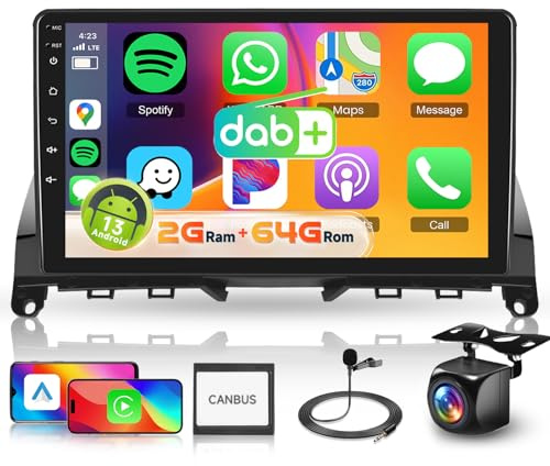 4 Core+64G DAB Car Stereo for Mercedes Benz C Class W204 S204 2006-2011 with Wireless Carplay Android Auto, Hodozzy 9 HD IPS Touchscreen Bluetooth Car Radio with GPS WiFi FM/RDS SWC Backup Camera