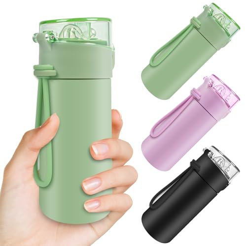 AMFUN 150 ML Mini Termos, Botella de agua térmica de acero inoxidable con pajita, Taza Aislante Portátil de Acero Inoxidable, Sin BPA, para Gimna, Exterior, Viajes, Trabajo, Escuela (Verde)