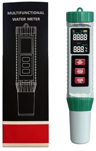 Testeur PH Metre Piscine, 5 en 1 Testeur Eau Potable Ph/Tds/Ec/Salinité/Thermomètre Avec Ecran Lcd Test Dureté d'Eau Electronique 0-9999ppm Moniteur De Qualité d'Eau pour Aquarium Piscine Hydroponie