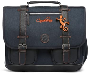 Cameleon Grand cartable scolaire Bleu 41cm Vintage Urban avec 3 compartiments - Idéal pour l'école primaire et la rentrée scolaire en CM1 et CM2 pour fille et garçon