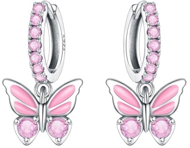 CYMYSS Örhängen Dam Silver 925, Hängande Örhängen i Sterling Silver, Lätta Dangle Drop Earrings med Hänge, Smycken Present till Kvinnor