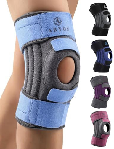 ABYON Rodillera para hombres y mujeres, artritis, desgarro de menisco, LCA, con triple estabilizador lateral y correa ajustable 360° para máximo soporte y recuperación rápida