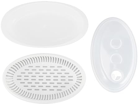 Microondas pescado al vapor placa PP rápida conducción de calor contenedor cocina cubierta diseño