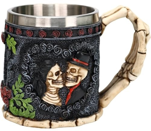 Bemvp Gotisk kaffemugg för de dödas dag, halloween vinmugg för halloween, födelsedag, jul, gotisk skräck, fyllning