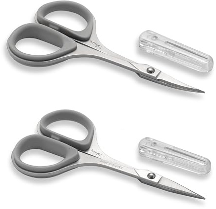 PAFASON Pequeñas Conjunto Tijeras Manicura Viaje, 2 Piezas Multiusos Punta Curva Recta Precisión Cutícula Belleza Aseo Herramienta para Pestañas, Cejas Uña Piel Seca
