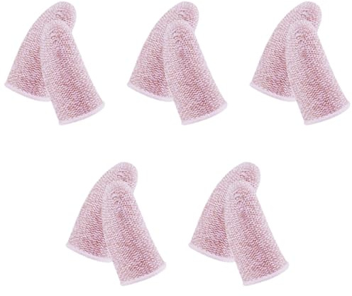 jojofuny Lot de 10 Manchons de Doigt en Fibre de Carbone Rose Anti-Transpiration et Antidérapants pour Jeu Mobile, Protection Élastique Compatible pour Gaming sur Écran Tactile, Accessoire