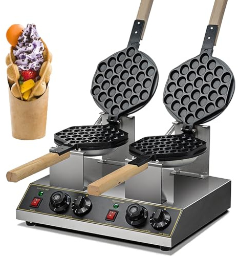 Bubble Waffle Maker, 1400 W Elektrisk Glassstrut Med 180° Rotation & Nonstick Yttemperatur: 50-250 °c, Kommersiell Elektrisk äggpuffskonmaskin För Kaféer Hem Double-Headed