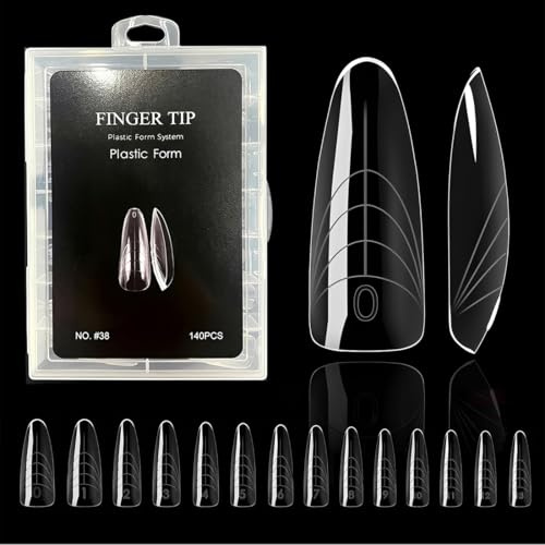 JHAZUN 140 Pezzi Dual Form Sandwich,Dual Form Mandorla,Gel Nail Form Riutilizzabile Nail Mold Extra Lungo Double Moulds per Gel Extensions
