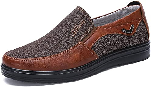 Zapatos sin Cordones Hombre Cuero Mocasines Casual Zapatillas Casa para Centavo Ponerse Conducción Formal Negocios Barco Cómodos Caminar（Marrón,49 EU