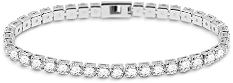 GNOCE Damen Schickes Tennisarmband mit Schnalle und Zirkonsteinen Sterling Silber Weiß Tennis Deluxe Armband Mode Schmuck für Sie (18)