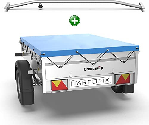 Tarpofix® Anhängerplane 150 x 100 cm + 1x Planenbügel | Anhänger Plane Flachplane aus PVC PLANENMATERIAL | Verstärkte Brenderup Anhänger Plane für DDR PKW Hänger | Abdeckplane + Flachplanenbügel