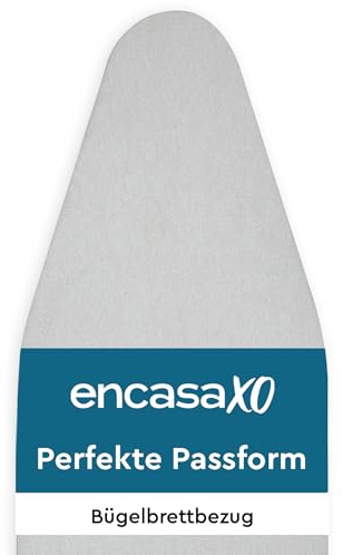 Encasa XO Ironing Board Cover and Pad 54x18 - 4mm Felt & 2mm Foam Metallized Silver Iron Board Cover with Padding - Heat & Scorch Resistant, Non Slip, Bungee Elasticated, 3 Fasteners Silver Luxury