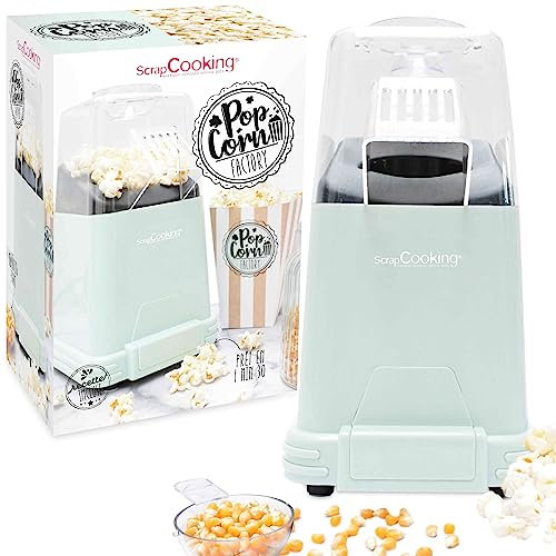ScrapCooking - Popcornmaschine - Popcorn Maschinen Ohne Öl - Fertig in 1-2 Minuten - Popcorn Maker mit Zucker – Retro-Design Geburstag Geschenk, Wassergrün - 3898