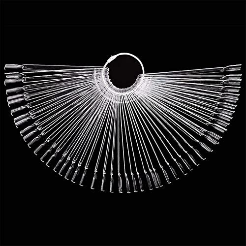 JNTMEI Nuancier Ongles – Lot de 40 presentoir ongles en Plastique Transparent, nuancier ongles amande, présentoir vernis avec 1 Anneaux Métal pour Pratique Nail Art