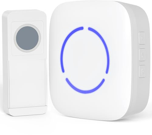 Flingel Funk, SURNICE Funkklingel Aussen Wasserdicht, 300M1000FT Reichweite Funk Türklingel Kit, 4 Lautstärkestufen 38 Klingeltöne, LED Blinkt (1T+1R DC（Style 2）)