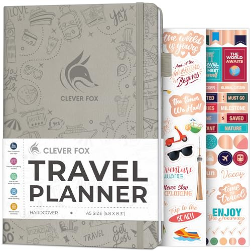 Clever Fox resedagbok – Resplanerare för kvinnor, män och par, reseloggbok, varar 5 resor, A5 (dimmiga alpes, A5 (14,7 cm x 21,1 cm)