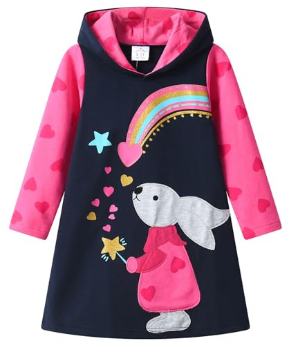 VIKITA Sudaderas para niños Sudaderas con Bordado de Flores Vestido a Rayas Algodón Niña Lh7618 9-10niñas