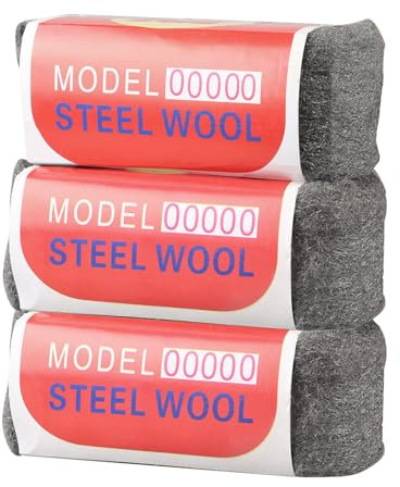 Lana de Acero,3 Rollos 00000 Lana de Acero, Lanas de Aceros Extrafina, Limpieza de Persianas de Plástico, con Tijeras y Guantes, para Rellenar Agujeros y Grietas en Paredes, Para Garajes y Jardines