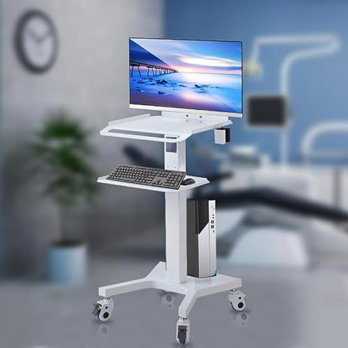 Askelierg Carrello medico per scanner orale, con supporto per monitor e carrello mobile con ruote, design a doppio strato per infermieristica e salone di bellezza