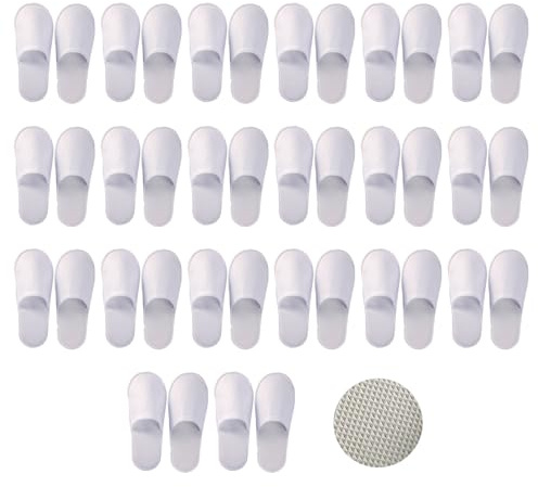 Bavooty Chaussons Invités,pour Hommes et Femmes,en Coton épais, Chaussons Hotel de Qualité Supérieure,Pantoufles Intérieur,20 Paires(Blanc,20 Paires, 42)