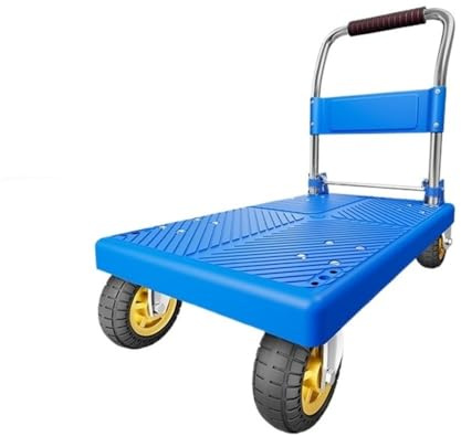 Handkärra, Plattformshandvagn med 5 hjul, bärbara vagnar for industri och kommersiellt bruk Hopfällbar handkärra(Blue)