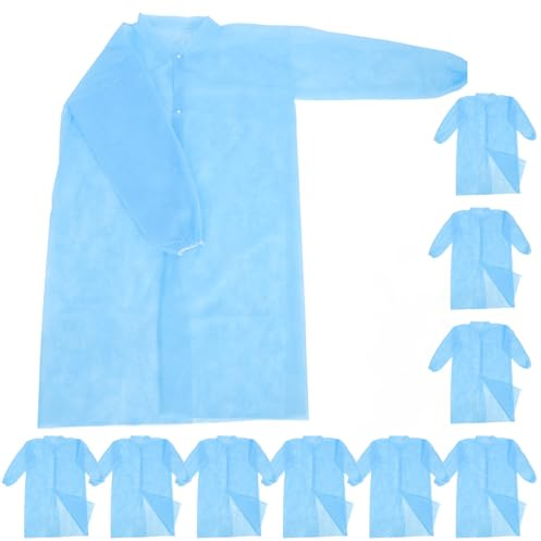 SILENRADAWN 10 Camici Monouso per Adulti Non Tessuto Blu, Tute Protettive da Lavoro Bottoni, Taglia 3xl, Abbigliamento Protettivo Traspirante per Laboratori e Ambienti di Lavoro