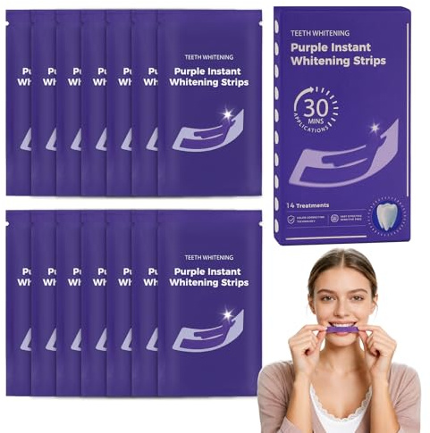 Purple Teeth Whitening Strip - Whitening Strips Purple, Tooth Stain Remover, Teeth Whitening Strips, Gentle Care Teeth Whitening for Sensitive Teeth Stain Removal 14 Treatments (28 PCS)