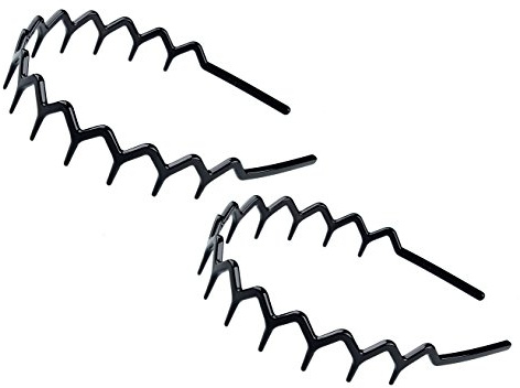 Set of 2 Zig Zag Black Plastic Sharks ToothHair Comb Headband (2 Black Color)