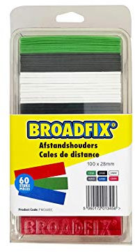 BROADFIX® Cales de vitrage de qualité supérieure | 28 x 100 mm | Lot de 60 cales d'écartement en plastique