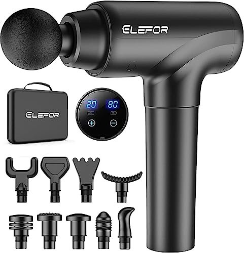 Pistola de Masaje de Tejidos Profundos, Pistola de Masaje a Percusión para Atletas, Pistola de Masaje Muscular para Alivio del Dolor con 8 Cabezas de Masaje y 20 Velocidades (Negro Mate)