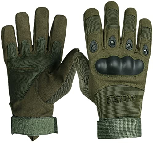 ESDY Guantes de moto para hombre, pantalla táctil de dedo completo, guantes de motociclista para deportes al aire libre, ciclismo, motocicleta, senderismo, escalada, esquí (L, verde)