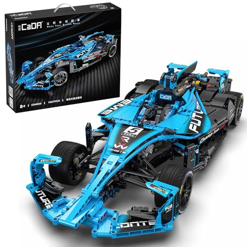 CaDA Master C64004W Formula Racing, 1667 piezas CADA Master 1/8 modelo de kit de coche deportivo, MOC Technic Super Car Building Blocks, compatible con tecnología Lego (versión clásica)