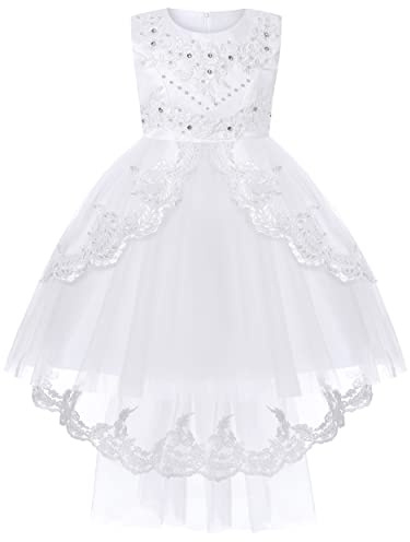 BUNNY LULU Robe pour Filles à épaule inclinée pour Demoiselle d'honneur, Princesse de Mariage, nœud d'anniversaire pour Enfants, soirée de Bal de fête de Boule